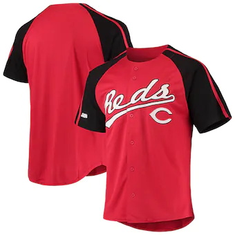 mens stitches red cincinnati reds button down raglan replic